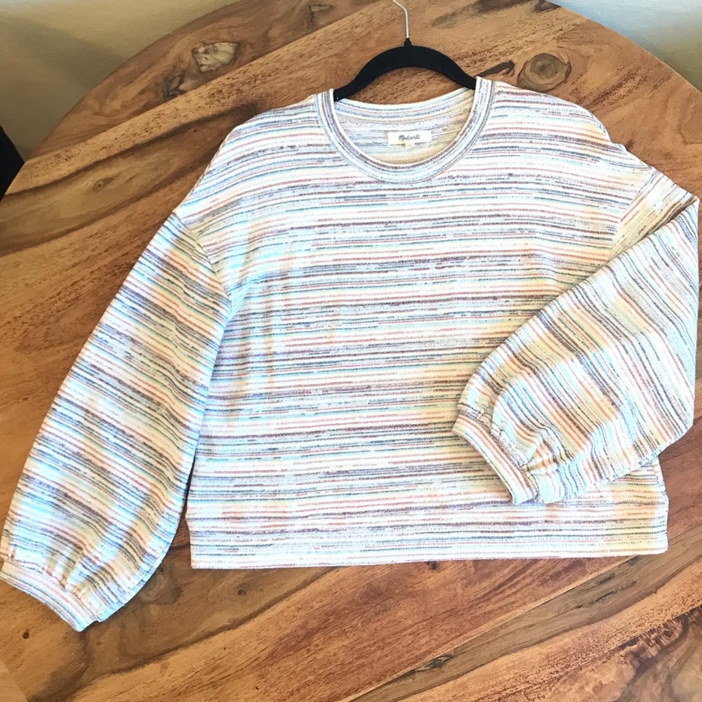 Madewell Cropped Pullover Puff Sleeve Sweater